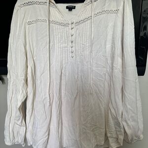 Torrid White Puff Sleeve Bib Collar Blouse